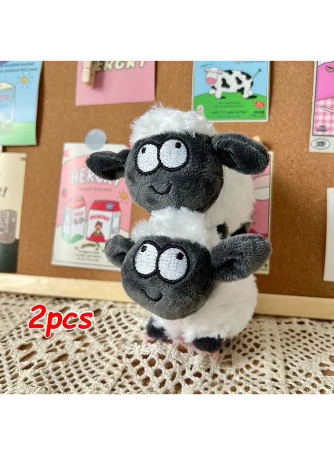 2pcs Cute Plush Lamb Keychain Soft Polyester Stuffed Animal Toy For Backpacks Cars Gifts - Image 2