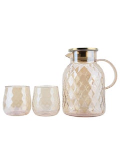 Glass Geek Set 1800 Ml 2 Cups Lid Light Brown