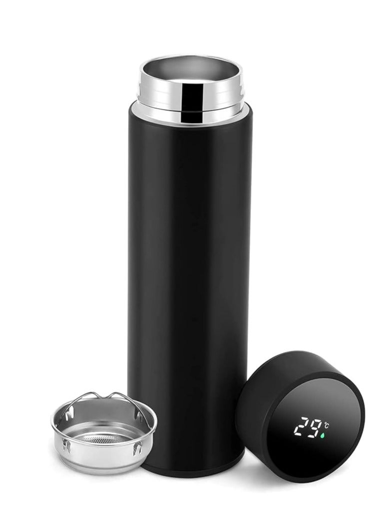 Cool Baby COOLBABY Smart Insulated Water Bottle, Tea Infuser Bottle Stainless Steel Vacuum Wide Mouth Coffee Mug, Travel Thermoses with LED Touch Screen, Keep Hot Or Cold, Car Portable Coffee Cup, 500ML(Black) - Image 1