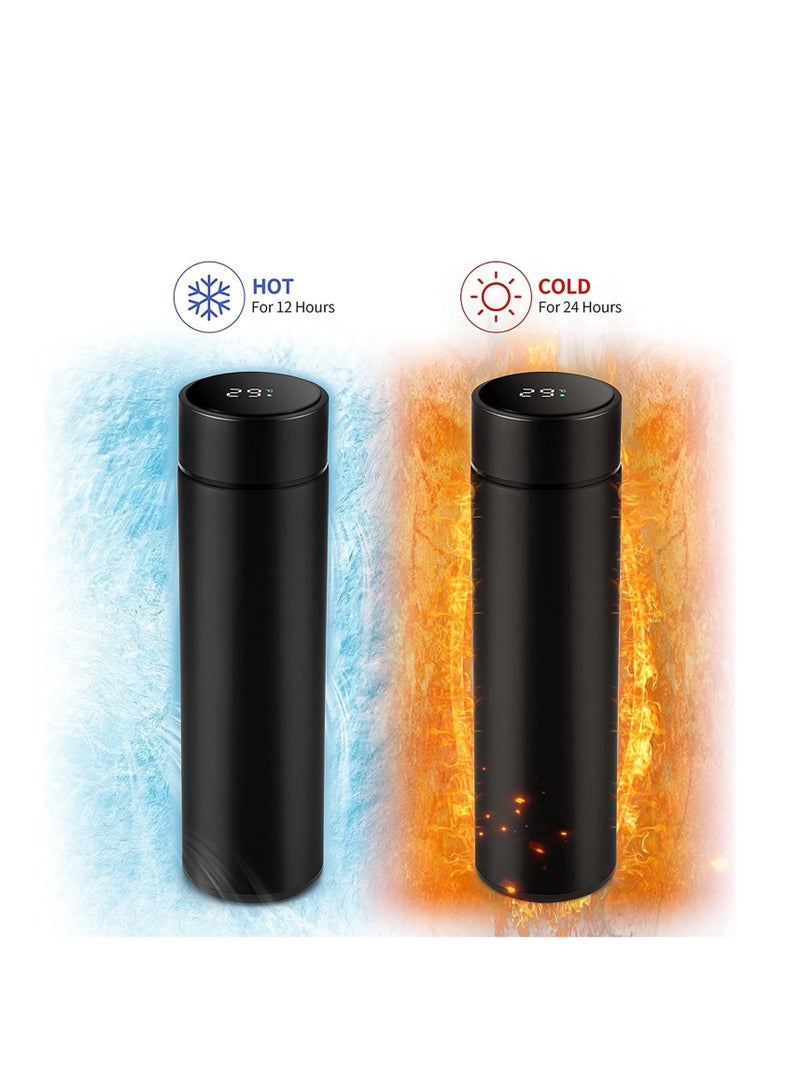 Cool Baby COOLBABY Smart Insulated Water Bottle, Tea Infuser Bottle Stainless Steel Vacuum Wide Mouth Coffee Mug, Travel Thermoses with LED Touch Screen, Keep Hot Or Cold, Car Portable Coffee Cup, 500ML(Black) - Image 3