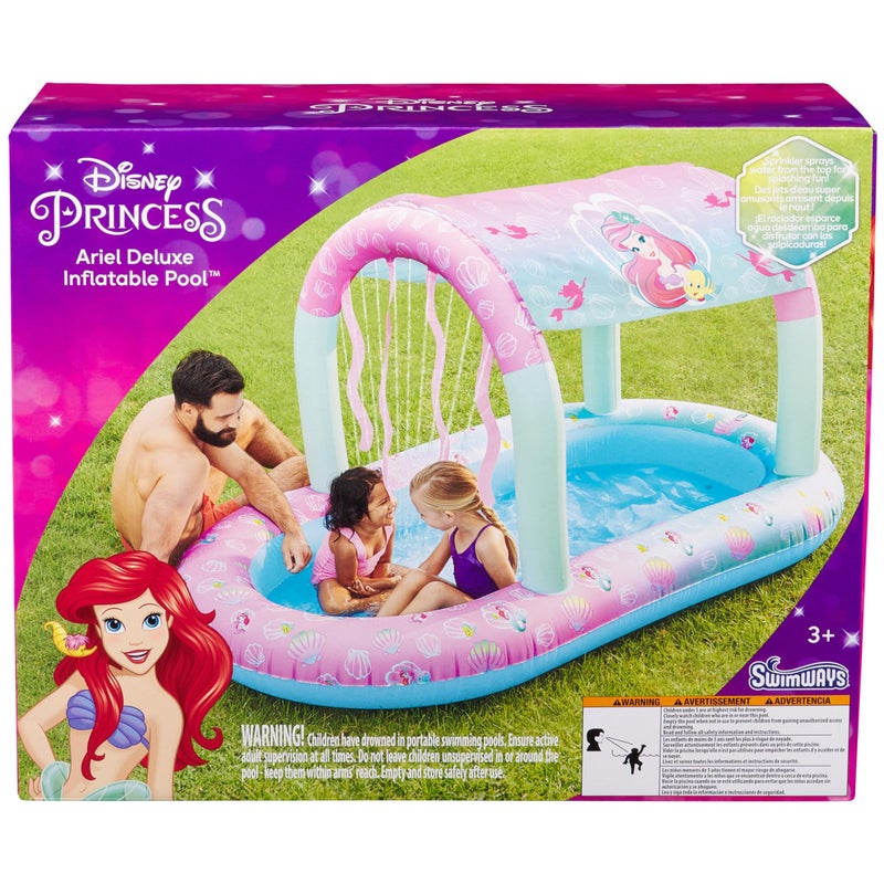 SwimWays Disney Princess Ariel Water Castle Deluxe Inflatable Pool Above Ground Pool with Canopy and Fast Inflation for Kids Aged Aged 3 Up - Image 2