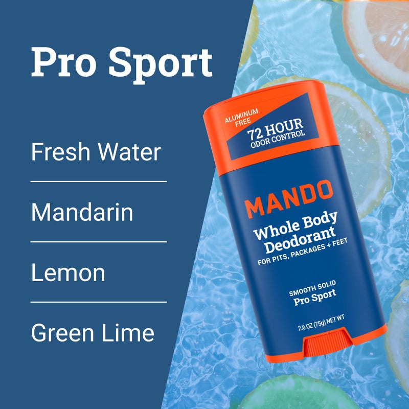 Mando Whole Body Deodorant For Men - Smooth Solid Stick - 72 Hour Odor Control - Aluminum Free, Baking Soda Free, Skin Safe - 2.6 Ounce (Pack of 2) (Bourbon Leather & Pro Sport) - Image 4