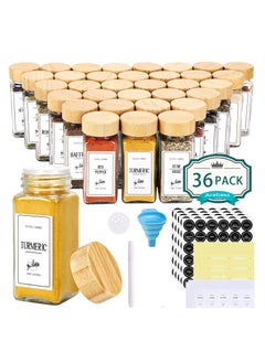 Arabest 36 Glass Spice Jars, Spice Containers with with Bamboo Shaker Lids & Funnel, Spices & Seasonings Sets Organizer for Kitchen  - Image 1