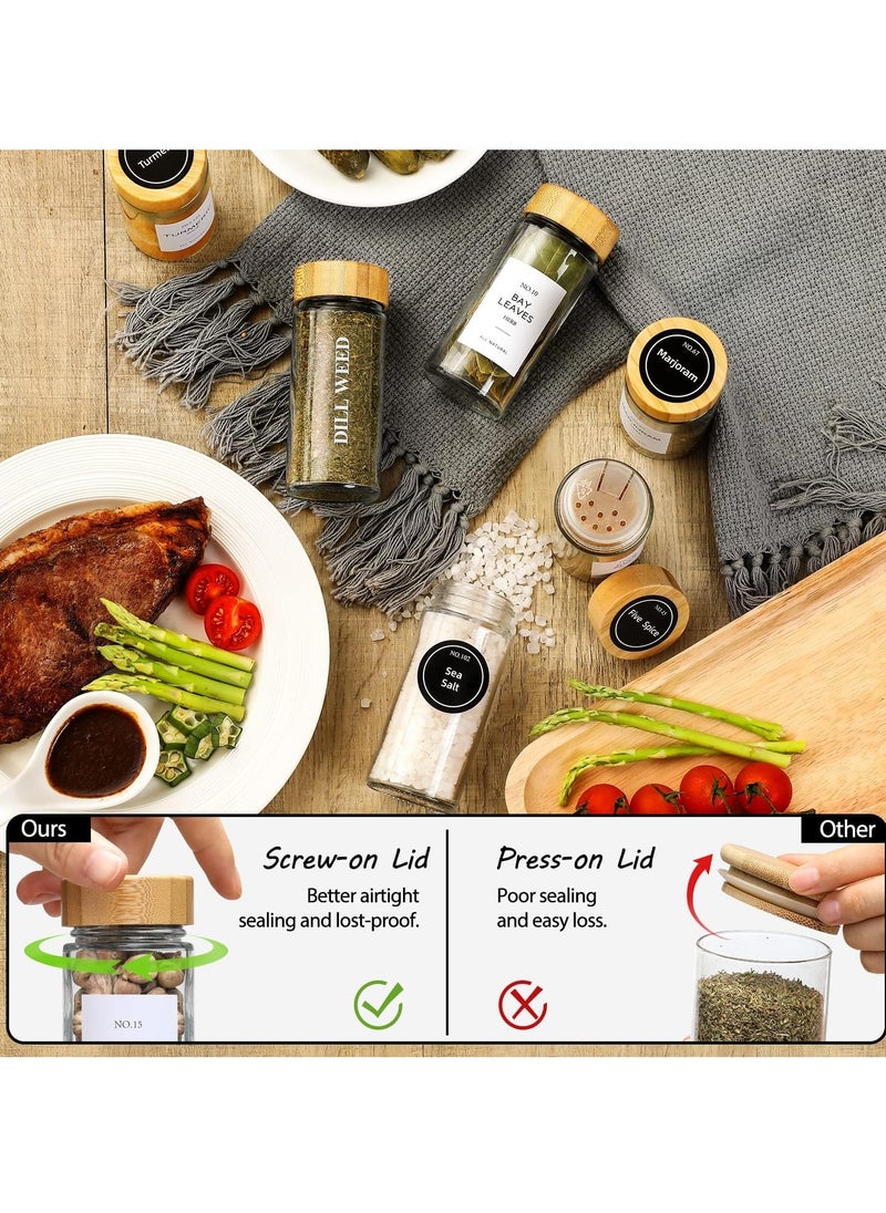 Arabest - 36 Glass Spice Jars, Spice Containers with with Bamboo Shaker Lids & Funnel, Spices & Seasonings Sets Organizer for Kitchen - Image 1
