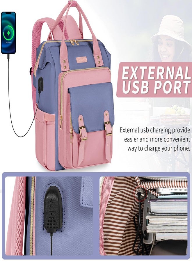 ANILD Travel Laptop Backpack for Women Bag, 15.6 Inch Work Backpack with USB Charging and Port Luggage Strap, Airline Approved Business Work Bag for Nurse College Teacher - Image 5