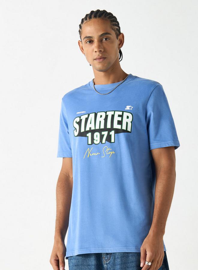 Starter Typographic Print T-shirt with Crew Neck and Short Sleeves - Image 1