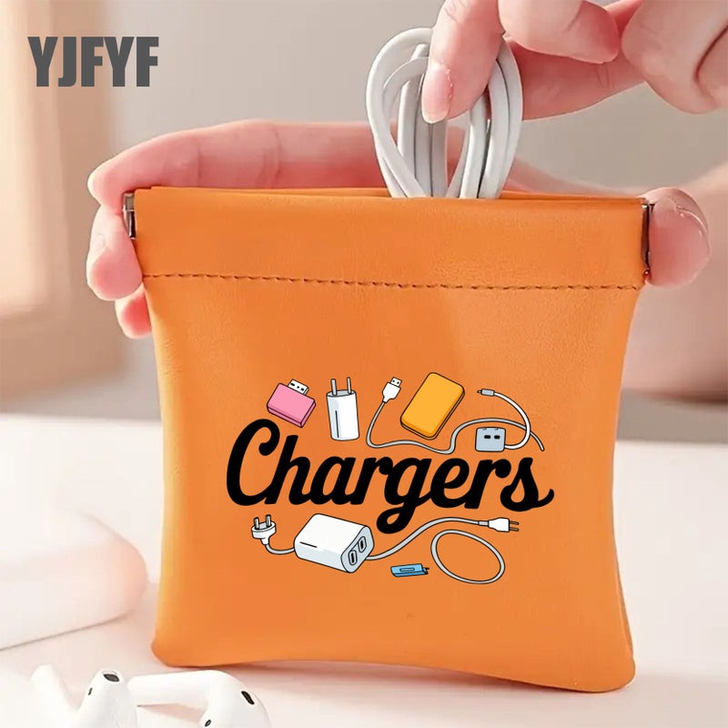 Yellow Printed Storage Bag Organizer for Handbags Cables USB Drives Phones - Image 1
