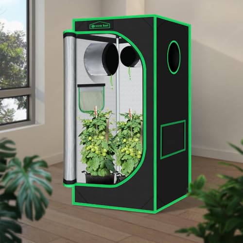 Green Hut Grow Tent 24"x24"x48" 600D Mylar Hydroponic Indoor Grow Tents with Observation Window, Removable Floor Tray and Tool Bag for Indoor Plant Growing 2x2 - Image 2
