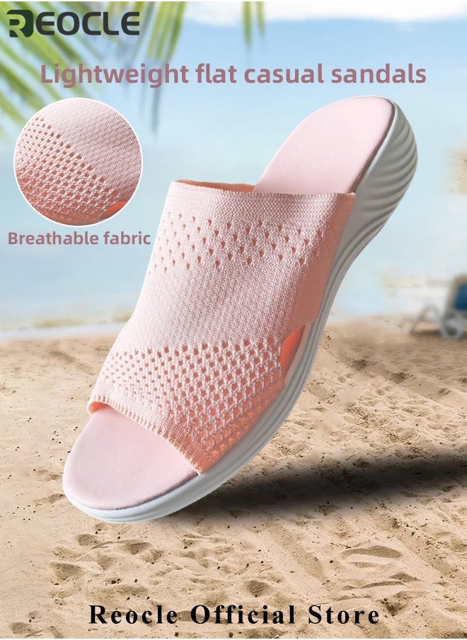 REOCLE - Women's Platform Sandals Stretch Orthopedic Sandals Open Toe Breathable Platform Shoes Beach Slippers Washable Slippers Comfort Walking Wedges - Image 1