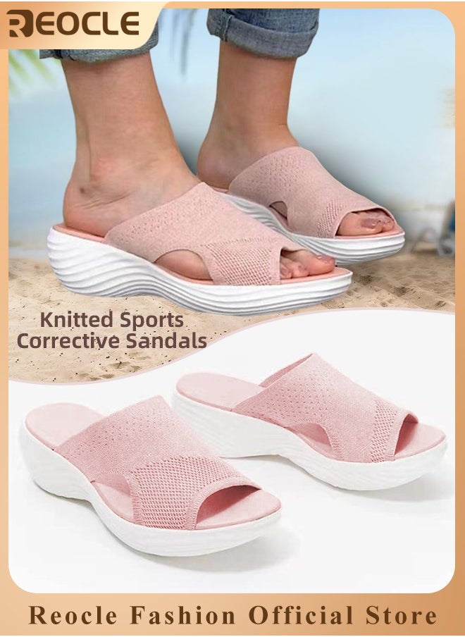 REOCLE - Women's Platform Sandals Stretch Orthopedic Sandals Open Toe Breathable Platform Shoes Beach Slippers Washable Slippers Comfort Walking Wedges - Image 1