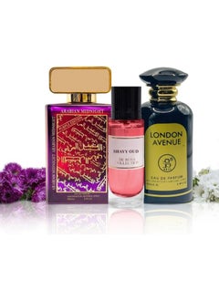 B BRAG B Brag Pack of 3 London Avenue 100ml Midnight Purple 100ml Shayy Oud 30ml Perfumes for Men and Women Long Lasting Arabic Perfume Women’s and Men’s Fragrances 