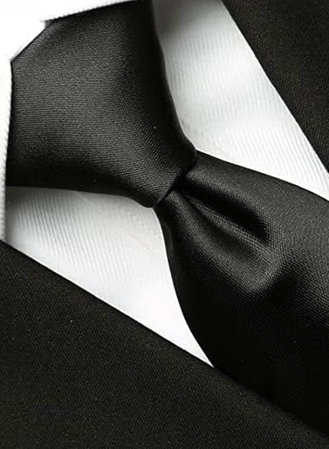 2 PCS Men's Solid Color Satin Microfiber Tie, Regular and Skinny Width - Image 3