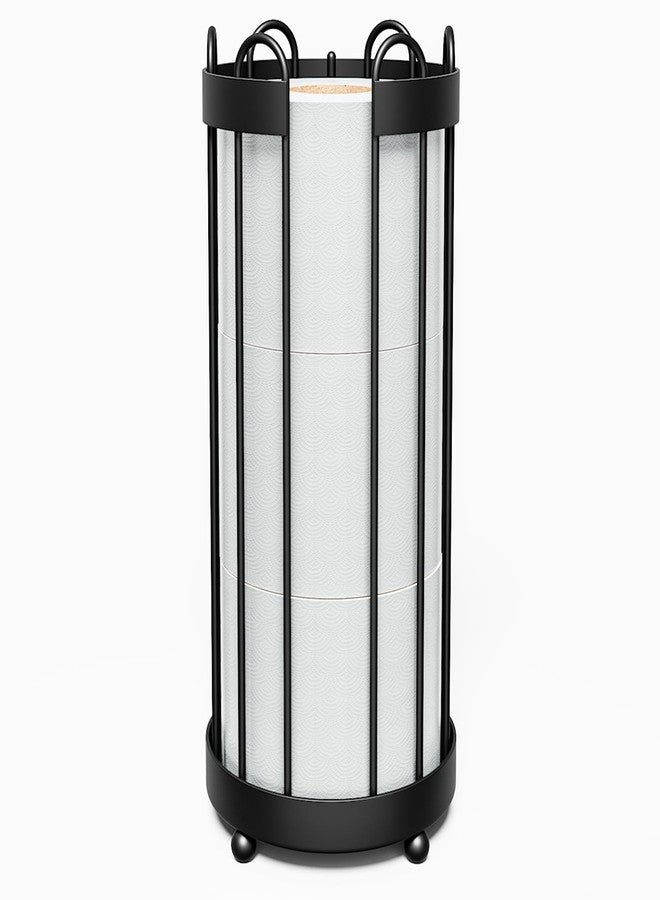 Epicano Toilet Paper Holder Stand, Freestanding Toilet Tissue Organizer, Minimalistic Storage Solution, Holds Mega Rolls-Modern Black - Image 1