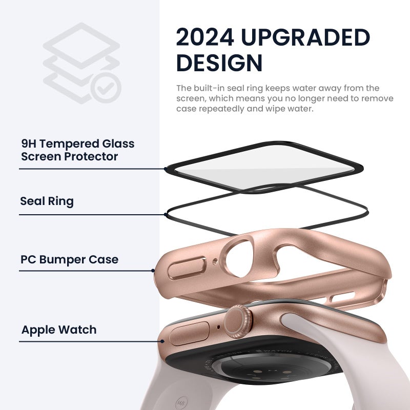Tensea for Waterproof Apple Watch Screen Protector Case Series 11/10 42mm Accessories, iWatch Protective Face Cover with Tempered Glass Film for Women Men, Bumper Case for iPhone Watch 42 mm - Image 3