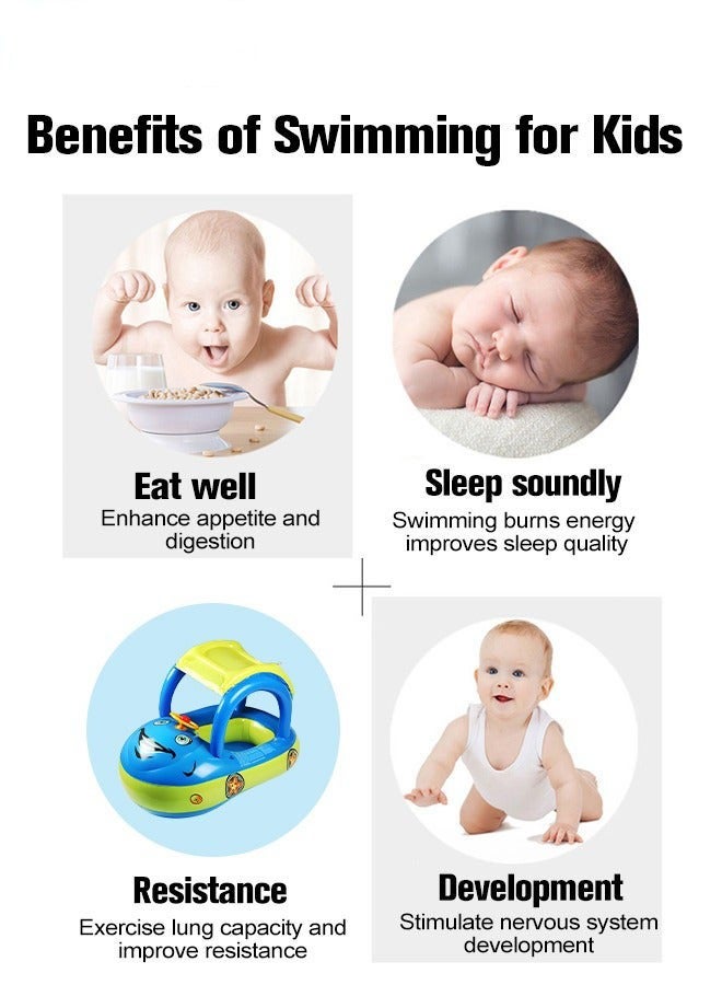 DURKU Sun Canopy Baby Pool Float with Steering Wheel, Inflatable Swimming Toy featuring Cute Patterns and Safety Seat. Comfortable Infant Float for Family Pools, Lakes, Beaches, or Outdoor Trips. Fun Wate - Image 5