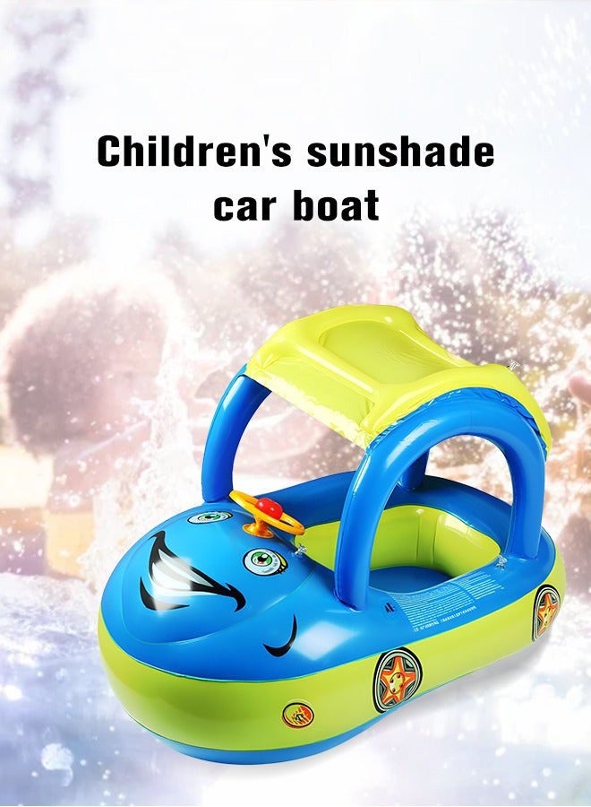 DURKU Sun Canopy Baby Pool Float with Steering Wheel, Inflatable Swimming Toy featuring Cute Patterns and Safety Seat. Comfortable Infant Float for Family Pools, Lakes, Beaches, or Outdoor Trips. Fun Wate - Image 4