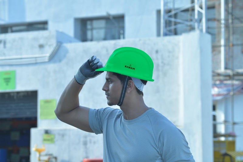 KARAM PN501 Safety Helmet for Men Industrial and Construction Use| Manual Adjustment Type with Adjustable Chin Strap| Triple Corrugation and is Certified Safety Helmet Mint Green - Image 5