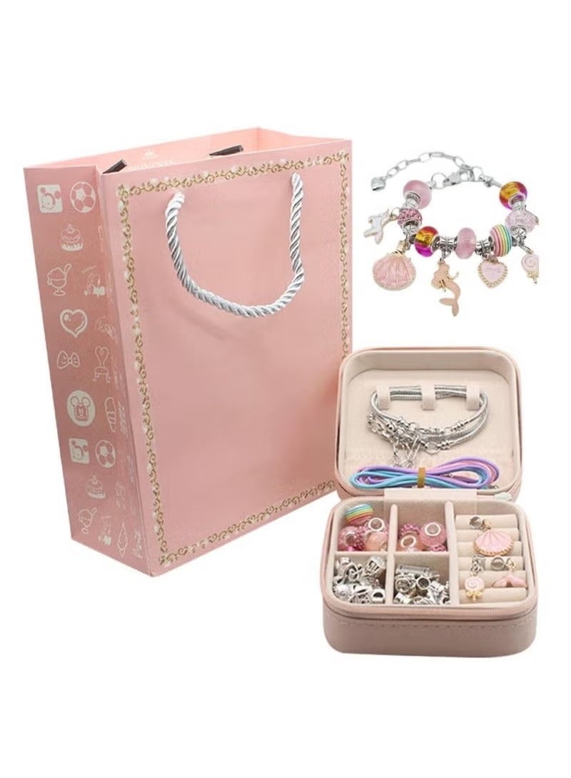 66pcs Bracelet Making Kit,DIY Teen Girl Gifts Jewelry Making Kit,Creative Art Present ,Art Supplies Crafts for Girls Age 8-12,Adults ,Pink - Image 2