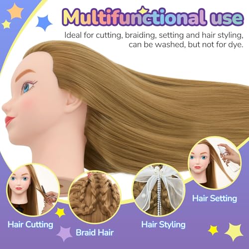 Neverland Beauty & Health Mannequin Head for Kids Doll Head for Hair Styling for Kids Cosmetology Manikin Practice Training Head for Braiding Hairdressing for Girls 27 - Image 3