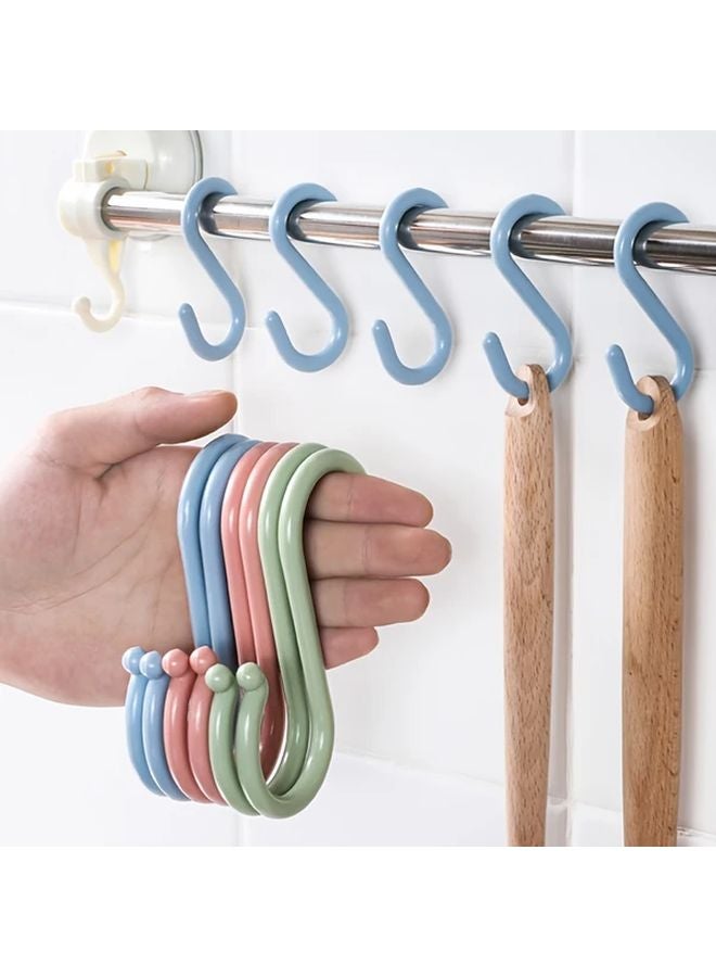 8pcs Blue S Shaped Hooks No Drill Space Saving Hangers For Closet Bathroom Kitchen - Image 4