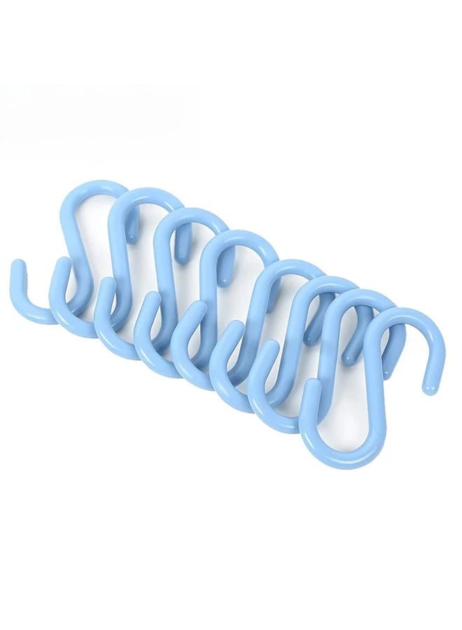8pcs Blue S Shaped Hooks No Drill Space Saving Hangers For Closet Bathroom Kitchen - Image 1