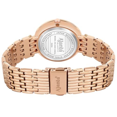 Ajanta Quartz Luxury Analog Watch Diamond Studded Rose Gold Watch & Green Dial Minimalistic Dial with Bracelet Chain Watch for Women & Girls (La Luna Collection) - Image 5