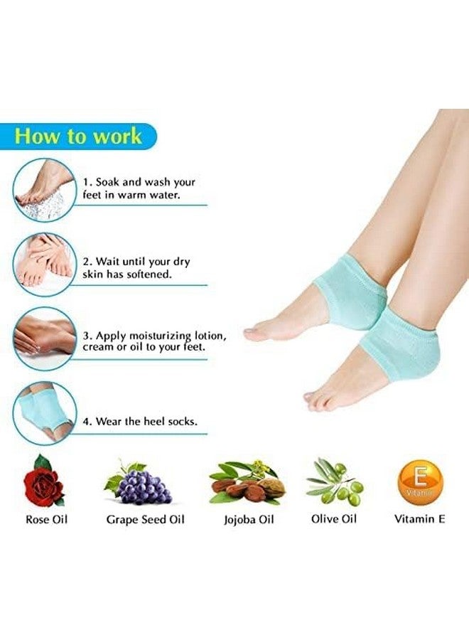 FLYWELL Moisturizing Silicone Gel Heel Pad Socks(1- Pair) Silicone Gel Heel Pad Socks For Pain Relief (2-Pair) With Heel Protector Insole Cups(1- Pair),Multicolour - Image 4