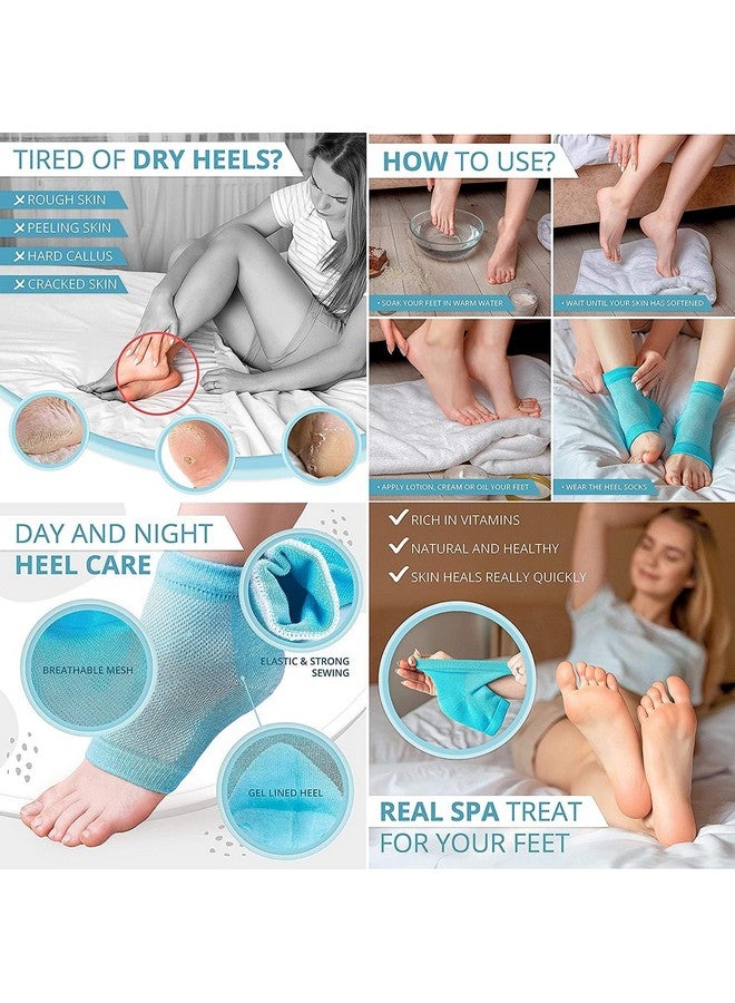 FLYWELL Moisturizing Silicone Gel Heel Pad Socks(1- Pair) Silicone Gel Heel Pad Socks For Pain Relief (2-Pair) With Heel Protector Insole Cups(1- Pair),Multicolour - Image 3