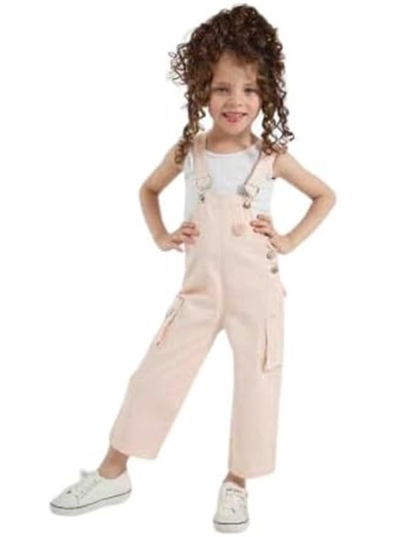 Girls Gabardine Wide Leg Jumpsuit with Adjustable Shoulder Straps and Side Pocket Soft Breathable Casual Sleeveless One Piece Outfit for Daily Wear Outdoor Activities and Summer Comfort Rose - Image 1