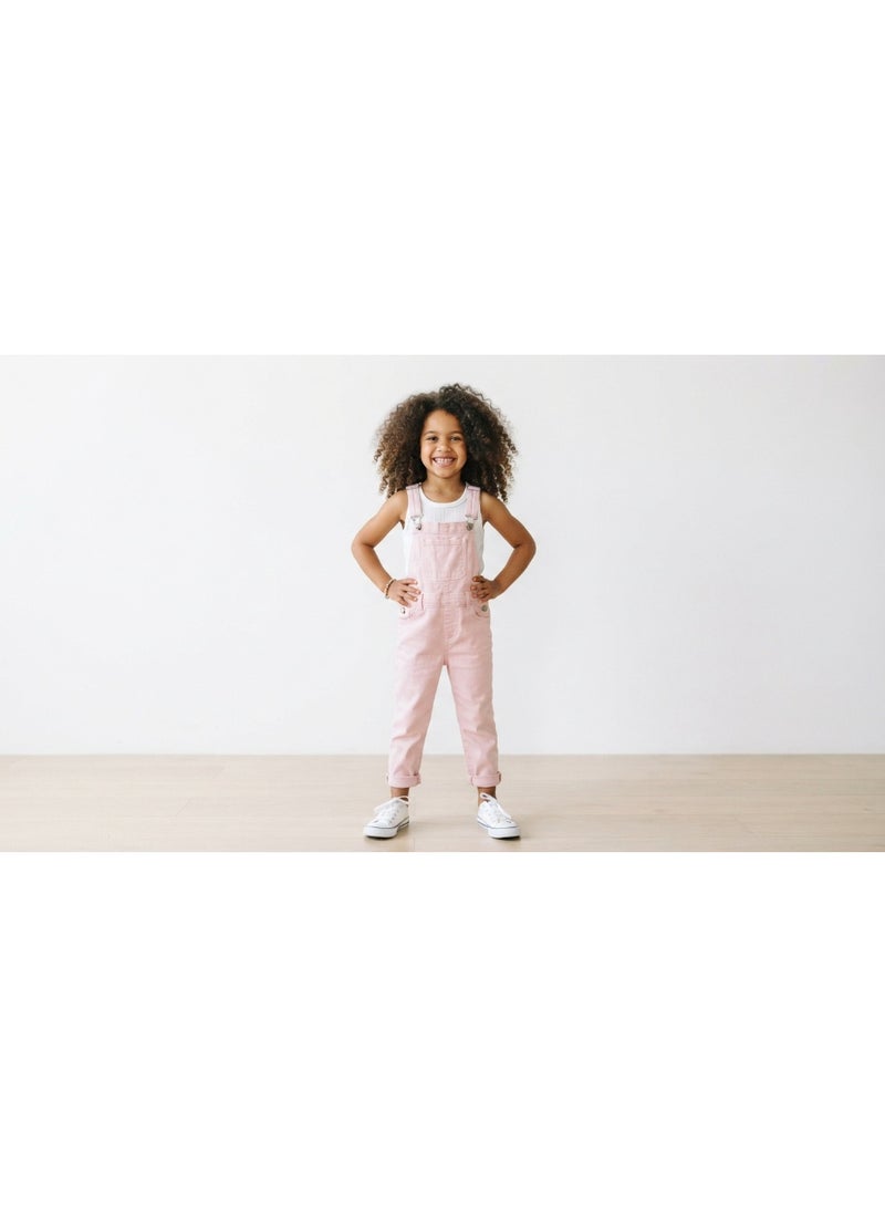 Girls Gabardine Wide Leg Jumpsuit with Adjustable Shoulder Straps and Side Pocket Soft Breathable Casual Sleeveless One Piece Outfit for Daily Wear Outdoor Activities and Summer Comfort Rose - Image 2
