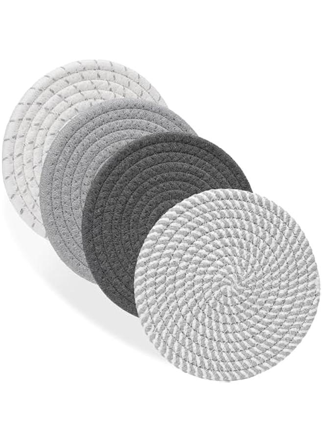 HOOKOR 7 Trivets for Hot Dishes, Hot pots and Pans, 4 Heat Resistant Hot Pads, Pot Holders for Kitchen, Hot Plate Mats for Kitchen Countertops, Table, Home Essentials, Farmhouse Decor (Gray)  - Image 1