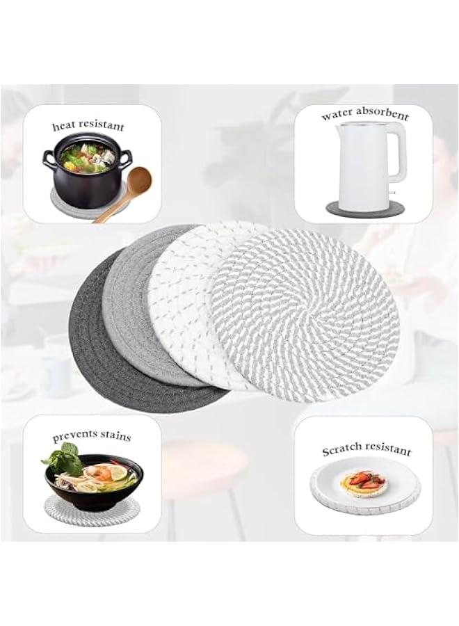 HOOKOR 7 Trivets for Hot Dishes, Hot pots and Pans, 4 Heat Resistant Hot Pads, Pot Holders for Kitchen, Hot Plate Mats for Kitchen Countertops, Table, Home Essentials, Farmhouse Decor (Gray)  - Image 3