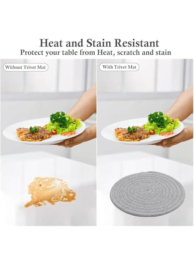 HOOKOR 7 Trivets for Hot Dishes, Hot pots and Pans, 4 Heat Resistant Hot Pads, Pot Holders for Kitchen, Hot Plate Mats for Kitchen Countertops, Table, Home Essentials, Farmhouse Decor (Gray)  - Image 5