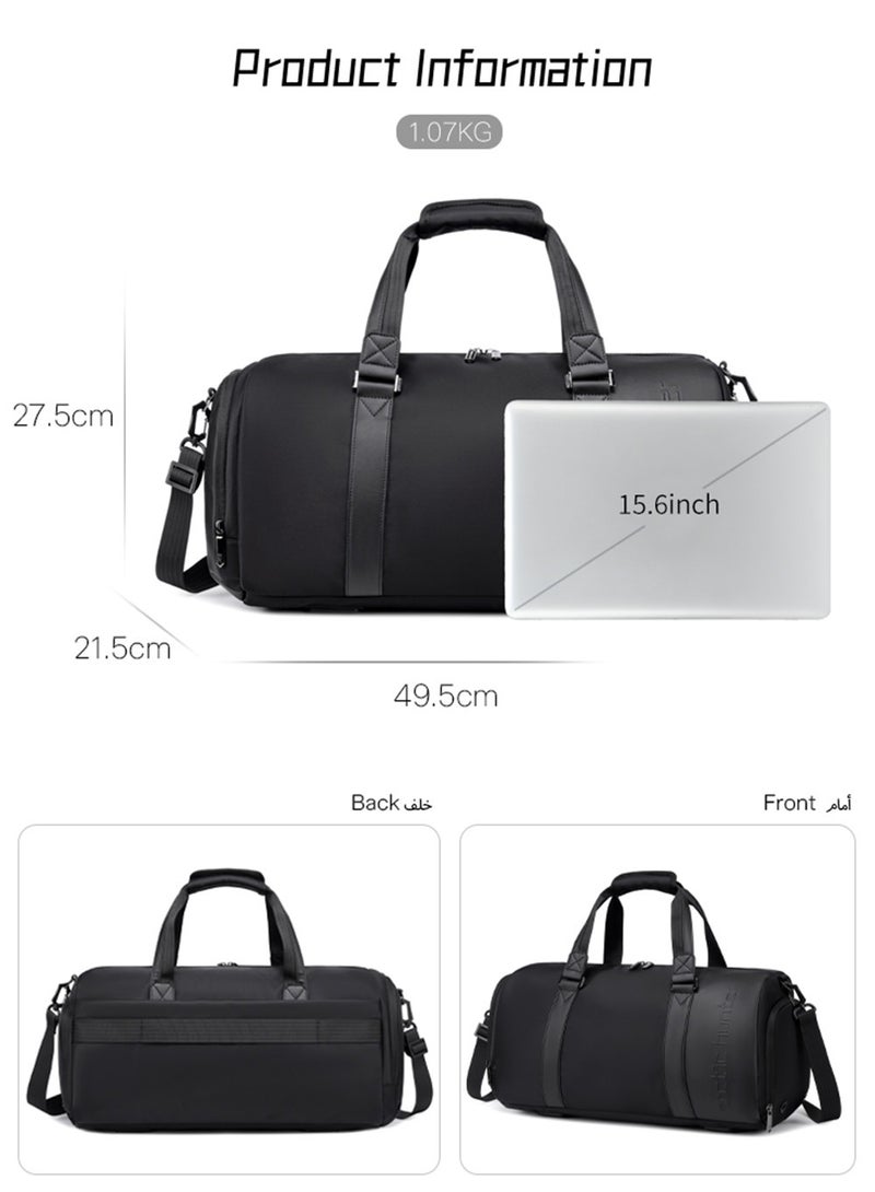 ARCTIC HUNTER Sport Gym Duffle Bag with Shoes Compartment and Dry Wet Separation Pocket , Business Travel Duffle Bag for Men, Black - Image 3