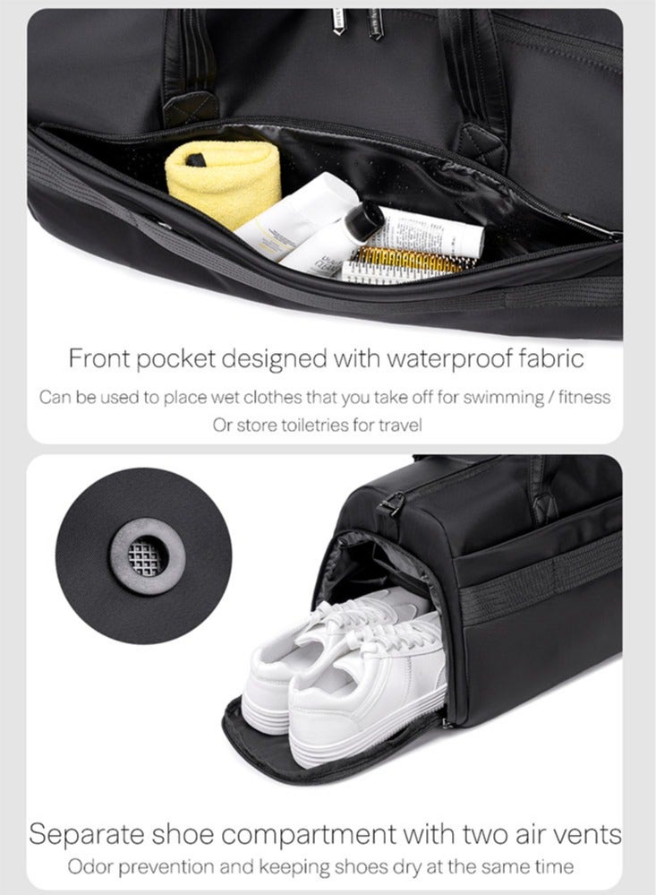 ARCTIC HUNTER Sport Gym Duffle Bag with Shoes Compartment and Dry Wet Separation Pocket , Business Travel Duffle Bag for Men, Black - Image 4