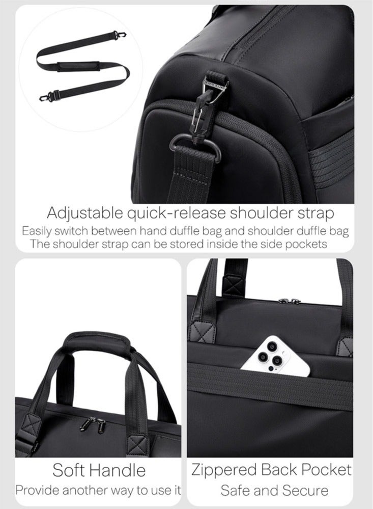 ARCTIC HUNTER Sport Gym Duffle Bag with Shoes Compartment and Dry Wet Separation Pocket , Business Travel Duffle Bag for Men, Black - Image 5