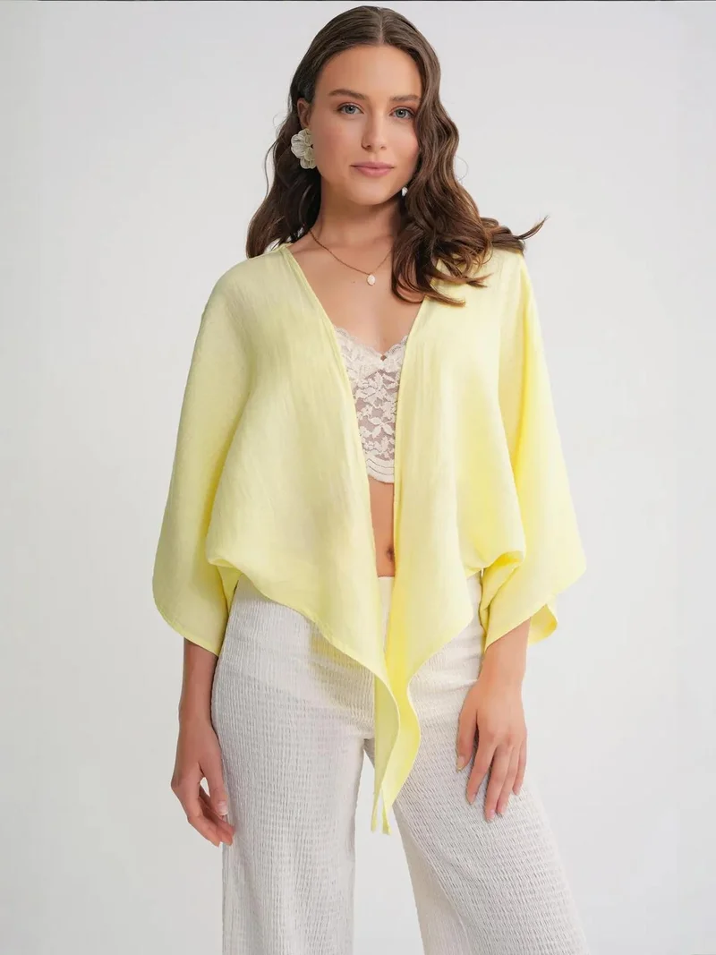 MixRay Mixray Textured V-Neck Bolero Blouse