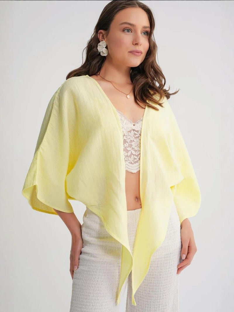 Mixray Textured V-Neck Bolero Blouse - Image 5