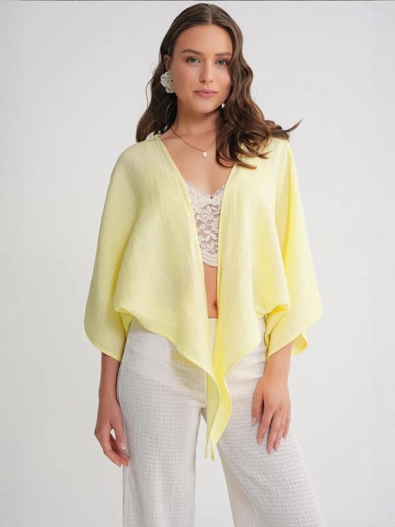 Mixray Textured V-Neck Bolero Blouse - Image 1