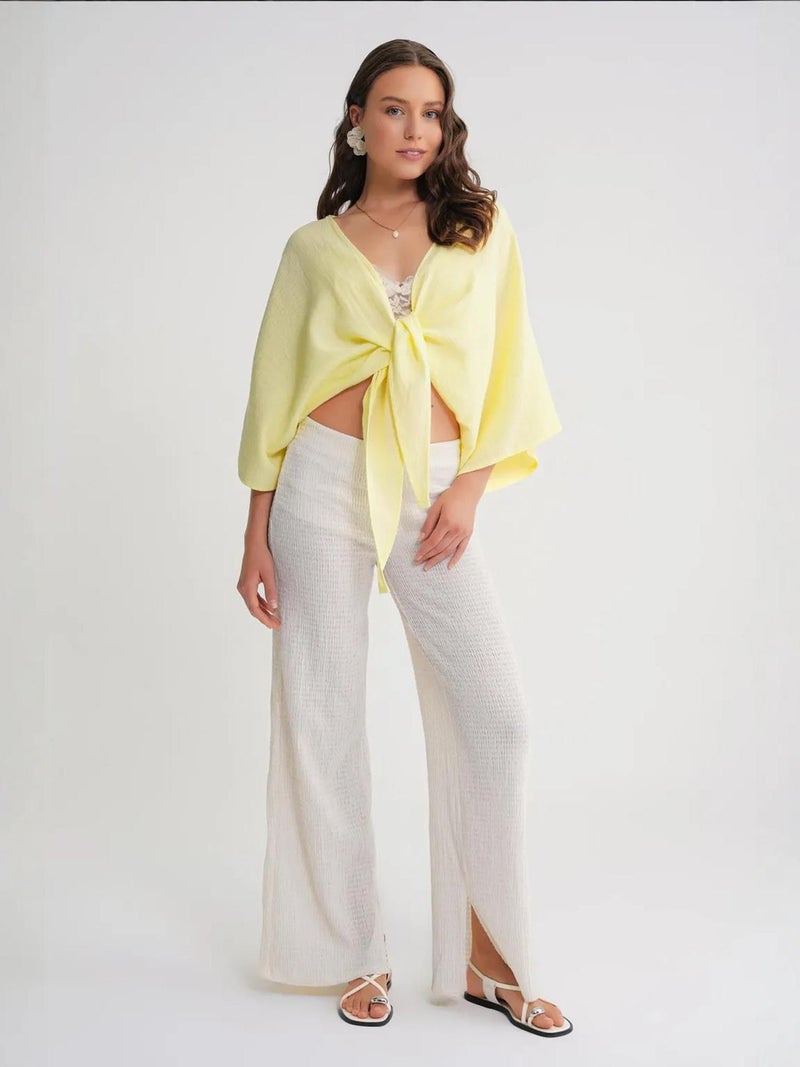 Mixray Textured V-Neck Bolero Blouse - Image 2