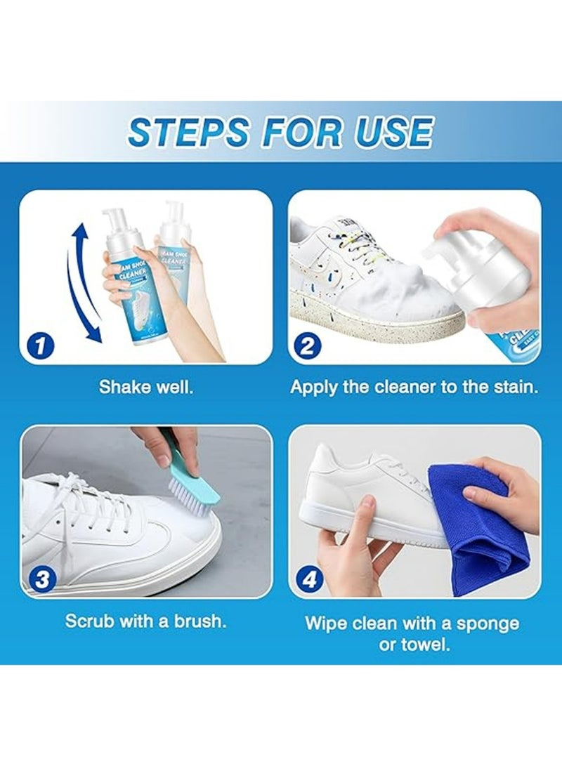 هومتوبس رغوة نظافة الأحذية البيضاء, رغوة النشط السطحي يزيل البقع بسرعة, الرياضة تنظيف رذاذ الرغوة, تبييض قماش الرياضة, تبييض وصفر أحذية حواف (200 مل) - Image 4
