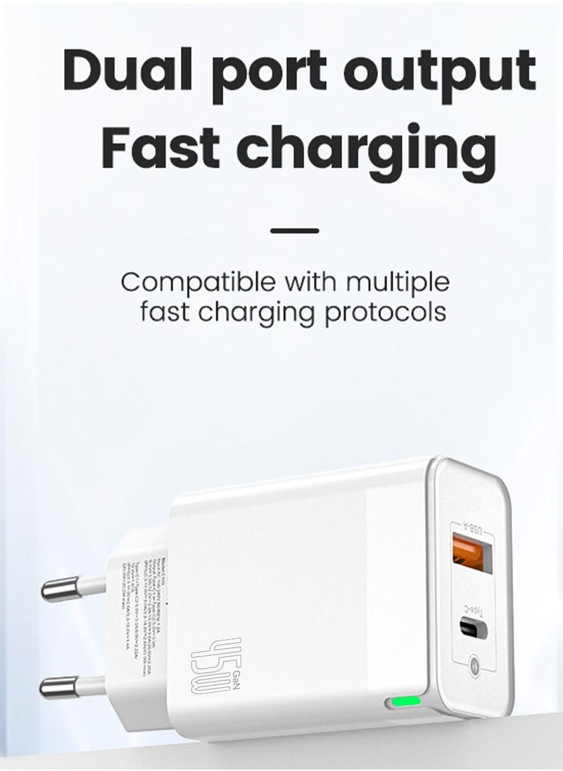 Brave - 45W USB C Fast Charger GaN Compact Smart Travel Wall Charger 2-Port PD 3.0 Type C Power Adapter Compatible with iPhone 15 Pro Max/ Plus/14/13/12/Pro/11/XS/XR/X/8, Samsung Galaxy S22 S21 S20, Pixel 6/6 - Image 1