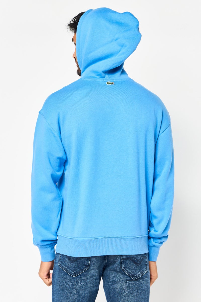 LACOSTE Men Long Sleeve Embroidered Logo Hoodie, Blue - Image 4