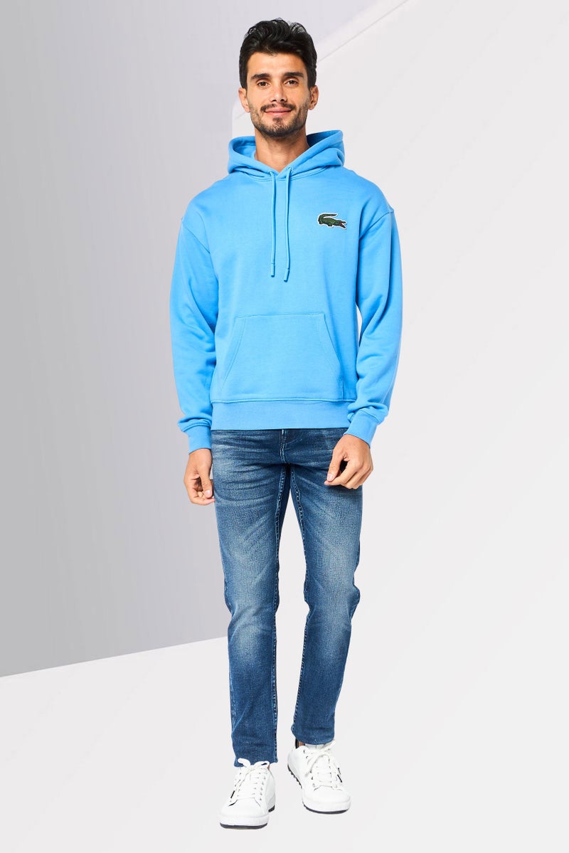 LACOSTE Men Long Sleeve Embroidered Logo Hoodie, Blue - Image 2