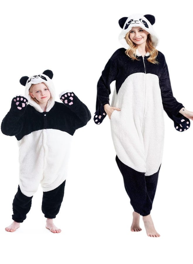 DarkCom Giant Panda Onesie for Kids,Animal Pajamas Flannel Cosplay Halloween Costume Parent-Child Sleepwear for Girls Boys 12-13 Years - Image 1