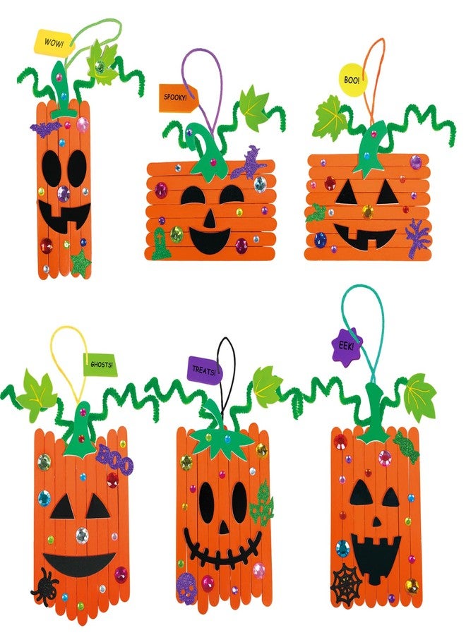 Winlyn 24 Sets Fall Crafts Kits Halloween Crafts Individual Fall Kids Crafts DIY Pumpkin Fall Decorations Craft Sticks Pumpkin Foam Stickers Arts and Crafts for Kids Classroom Activities Party Favors - Image 2