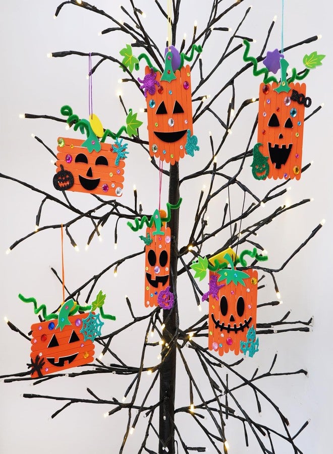 Winlyn 24 Sets Fall Crafts Kits Halloween Crafts Individual Fall Kids Crafts DIY Pumpkin Fall Decorations Craft Sticks Pumpkin Foam Stickers Arts and Crafts for Kids Classroom Activities Party Favors - Image 3