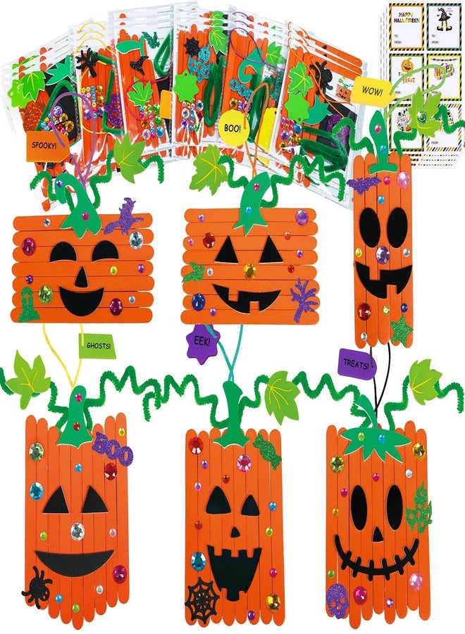 Winlyn 24 Sets Fall Crafts Kits Halloween Crafts Individual Fall Kids Crafts DIY Pumpkin Fall Decorations Craft Sticks Pumpkin Foam Stickers Arts and Crafts for Kids Classroom Activities Party Favors - Image 1