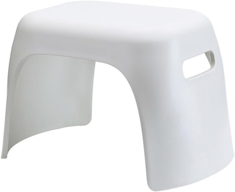 STOBAZA Plastic Non-Skid Stool, White 33x20x21cm, Footstool for Bathroom and Home, Nordic Simple Design - Image 1