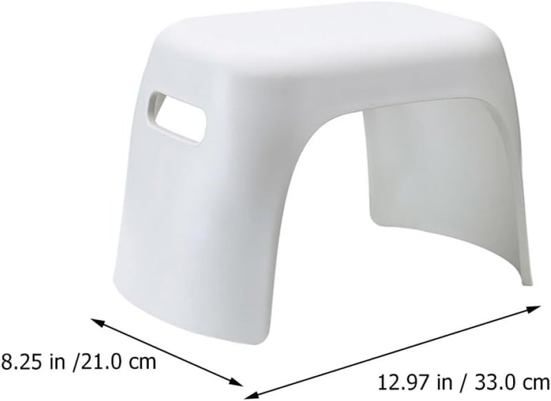STOBAZA Plastic Non-Skid Stool, White 33x20x21cm, Footstool for Bathroom and Home, Nordic Simple Design - Image 3